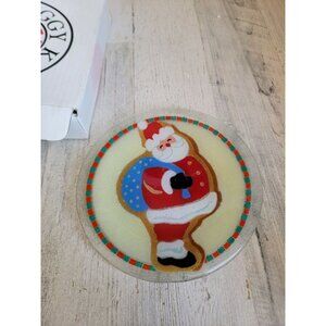 Peggy Karr santa claus glass plate xmas home decor kitchen unique